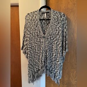 Black and White Knit Poncho